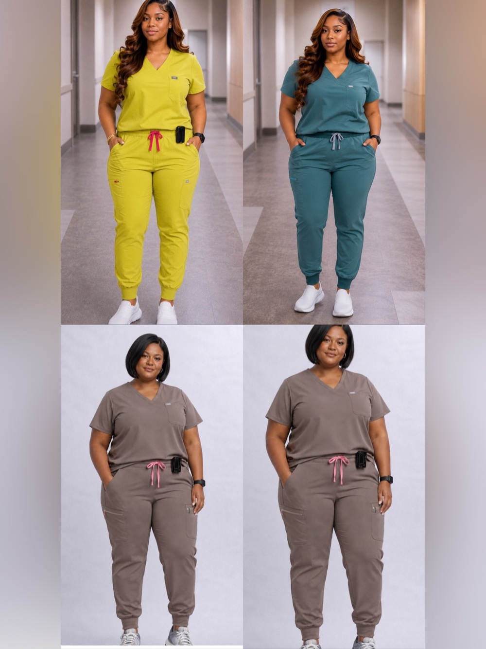 4 SET Figs bundle Catrina Top and Zamora Women's Taupe Scrub 3XL